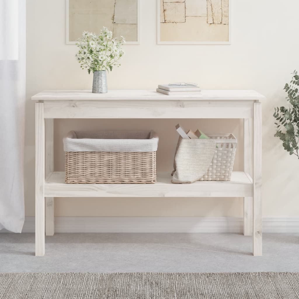 Console Table White 110x40x75 cm Solid Wood Pine