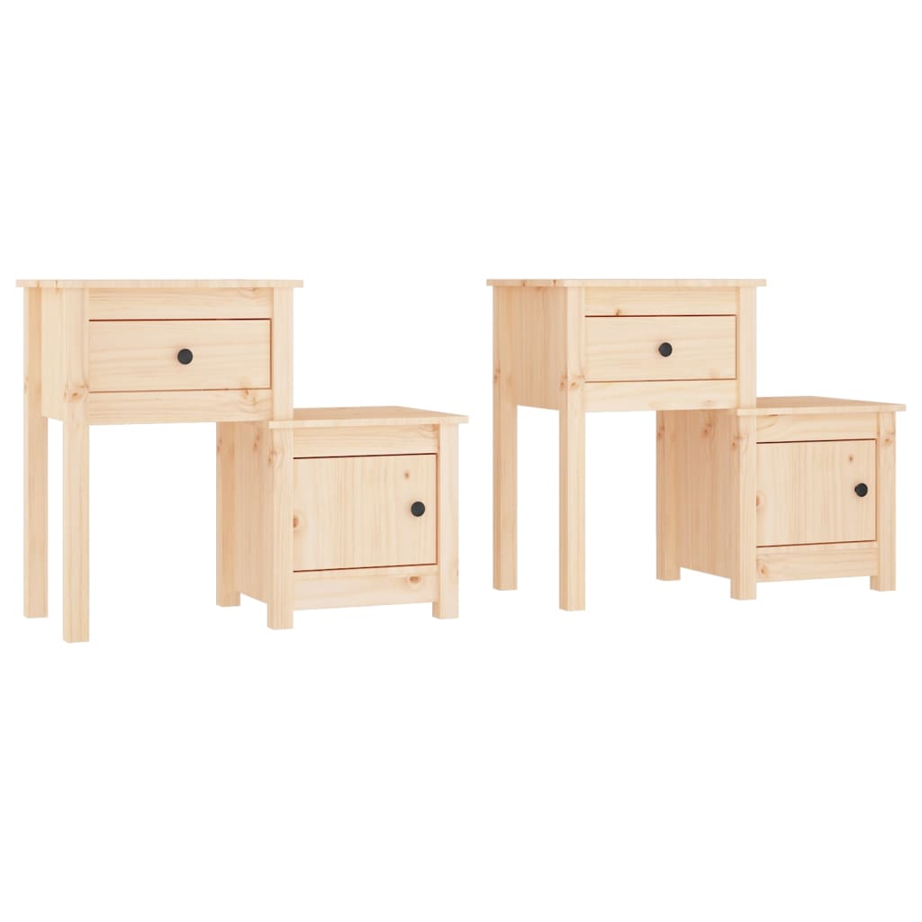 Bedside Cabinet 2 pcs 79.5x38x65.5 cm Solid Wood Pine