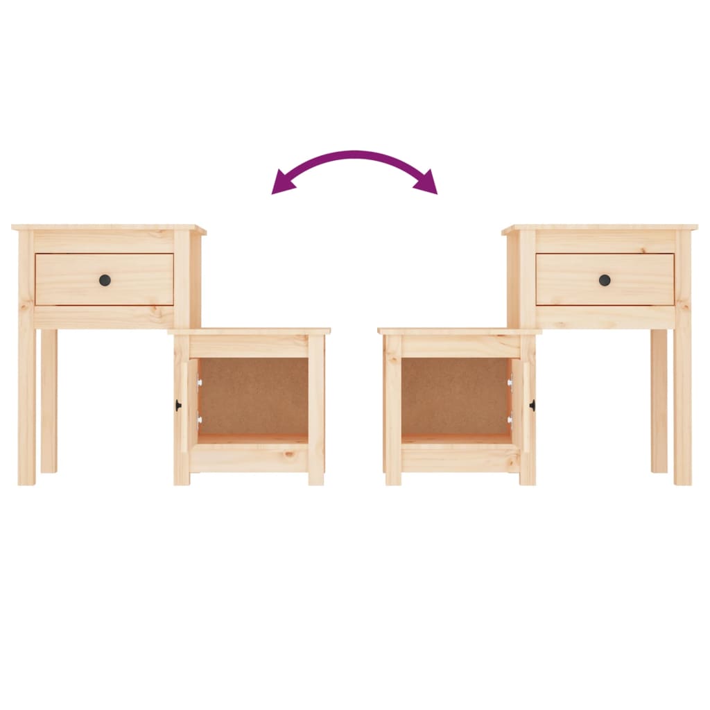Bedside Cabinet 2 pcs 79.5x38x65.5 cm Solid Wood Pine