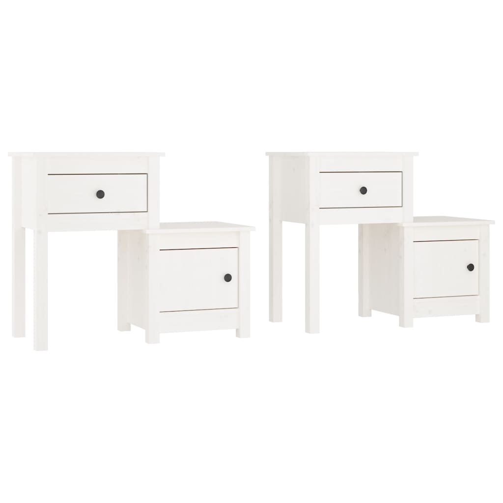 Bedside Cabinet 2 pcs White 79.5x38x65.5 cm Solid Wood Pine