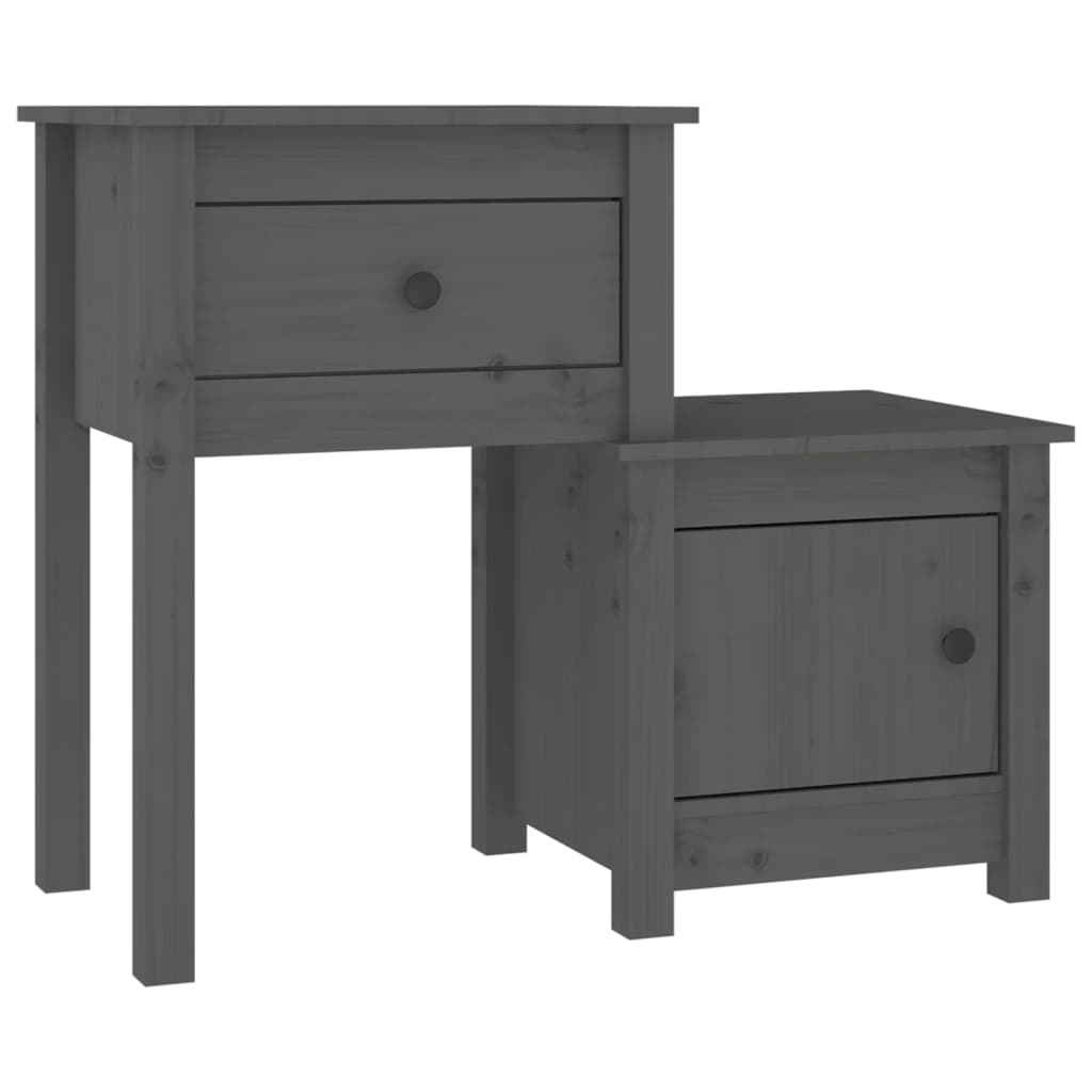 Bedside Cabinet Grey 79.5x38x65.5 cm Solid Wood Pine