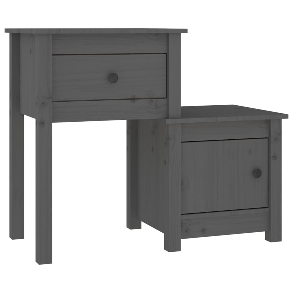 Bedside Cabinet 2 pcs Grey 79.5x38x65.5 cm Solid Wood Pine