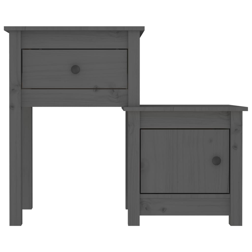 Bedside Cabinet 2 pcs Grey 79.5x38x65.5 cm Solid Wood Pine
