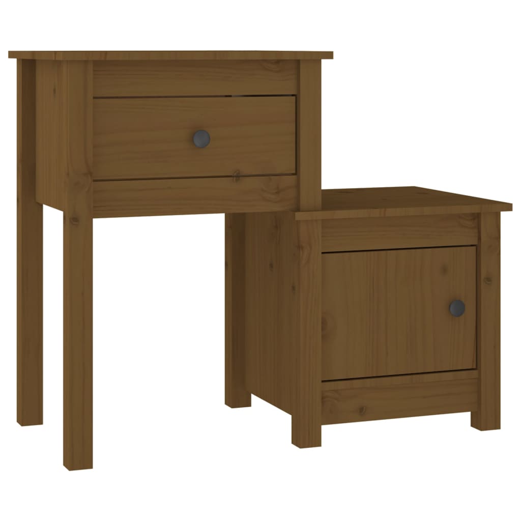 Bedside Cabinet Honey Brown 79.5x38x65.5 cm Solid Wood Pine