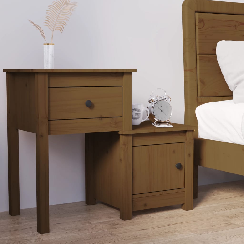 Bedside Cabinet Honey Brown 79.5x38x65.5 cm Solid Wood Pine