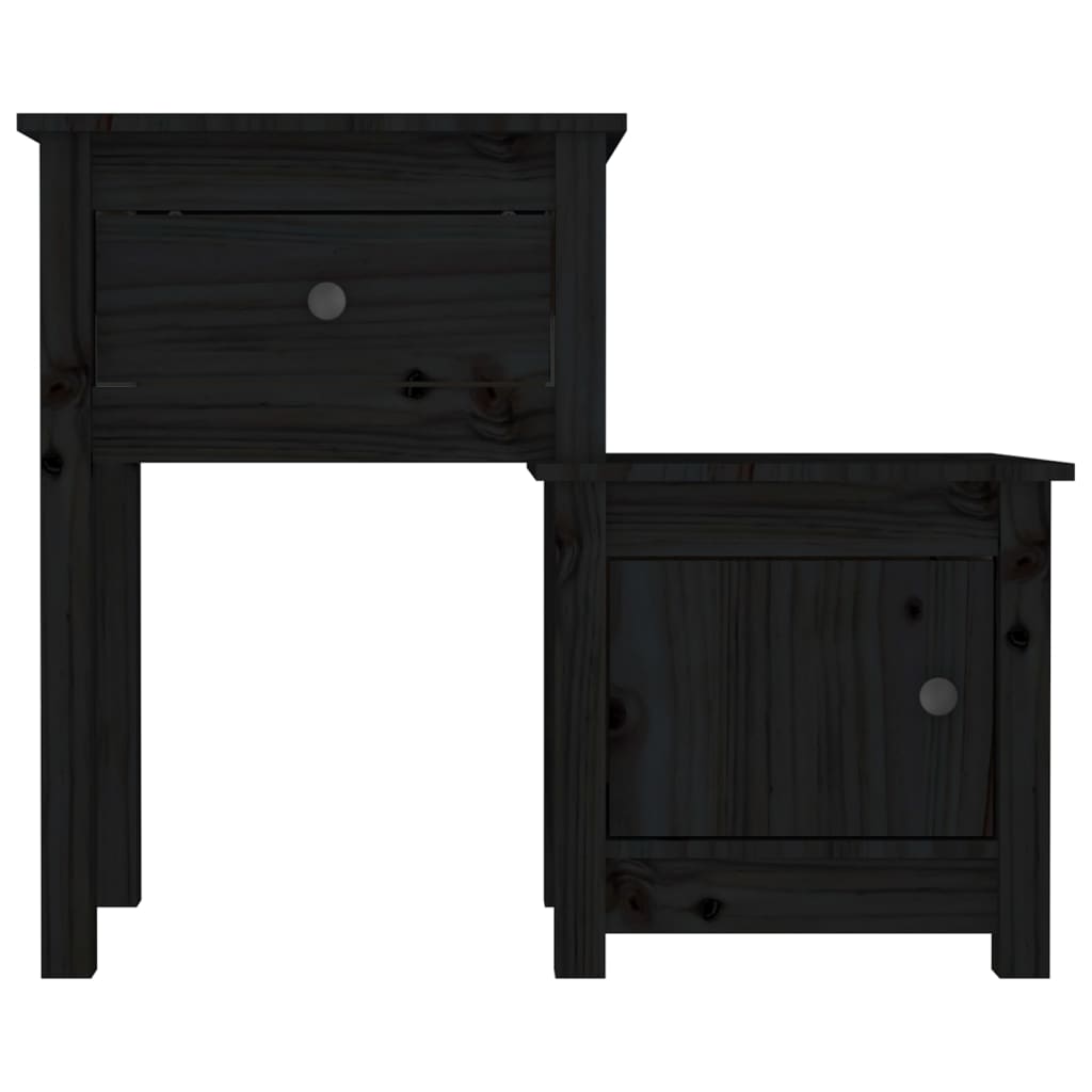 Bedside Cabinet 2 pcs Black 79.5x38x65.5 cm Solid Wood Pine