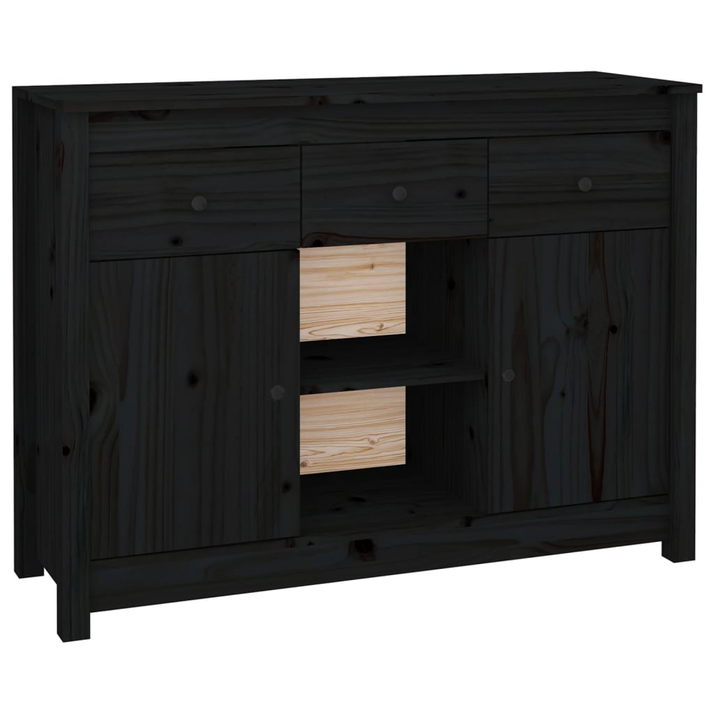Sideboard Black 100x35x74,5 cm Solid Wood Pine