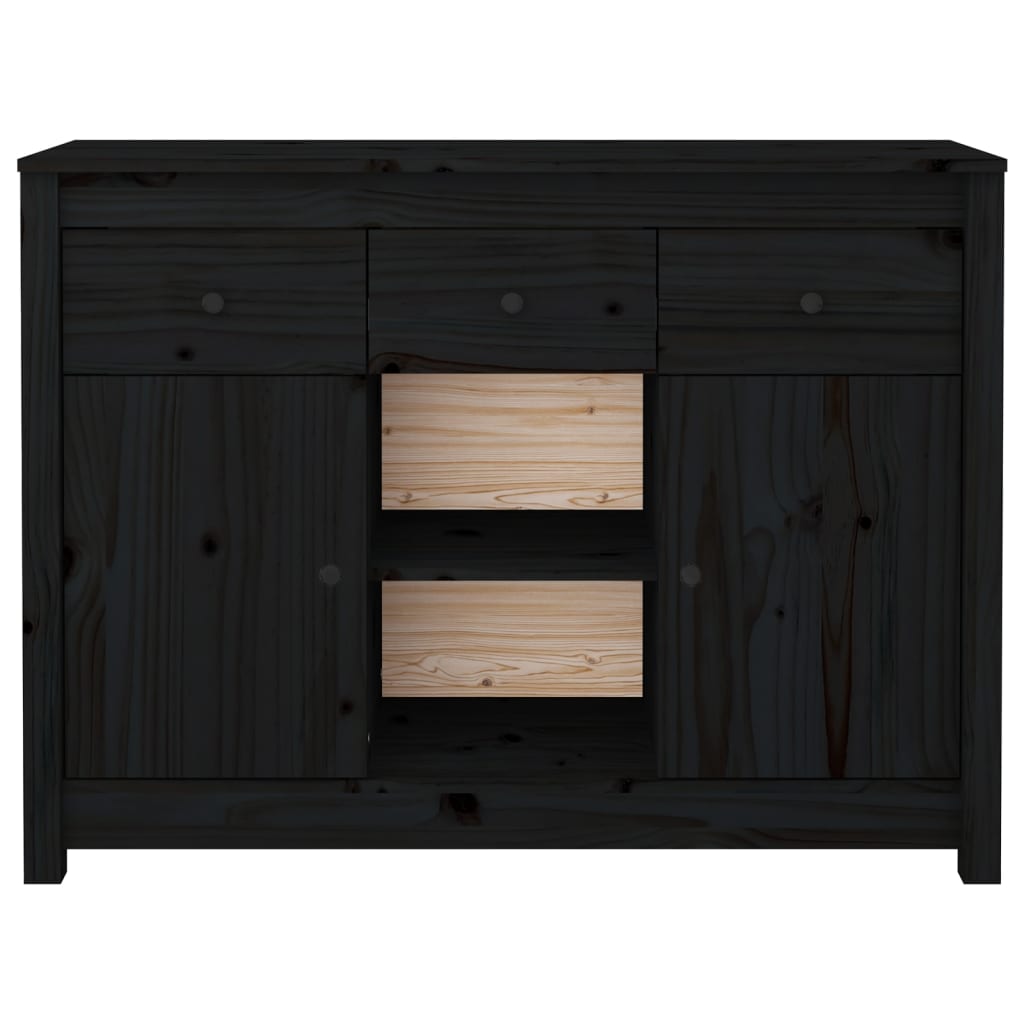 Sideboard Black 100x35x74,5 cm Solid Wood Pine