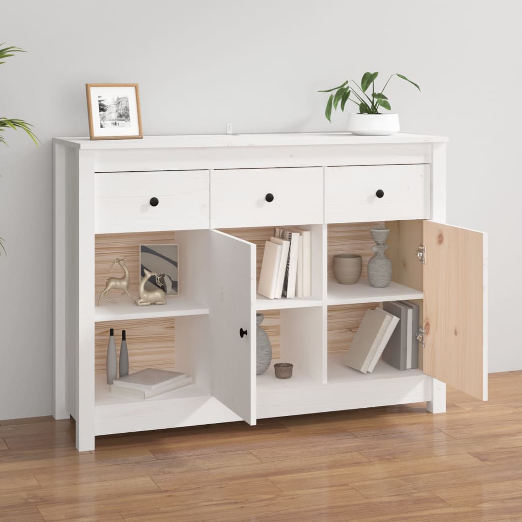 Sideboard White 100x35x74 cm Solid Wood Pine
