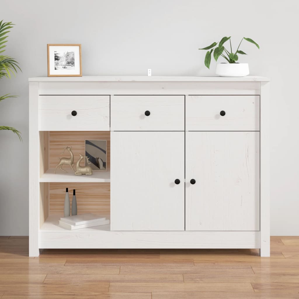 Sideboard White 100x35x74 cm Solid Wood Pine