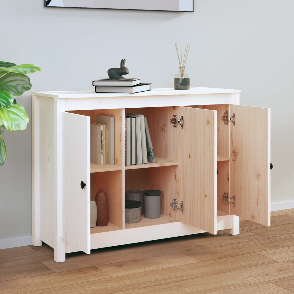 Sideboard White 100x35x74 cm Solid Wood Pine