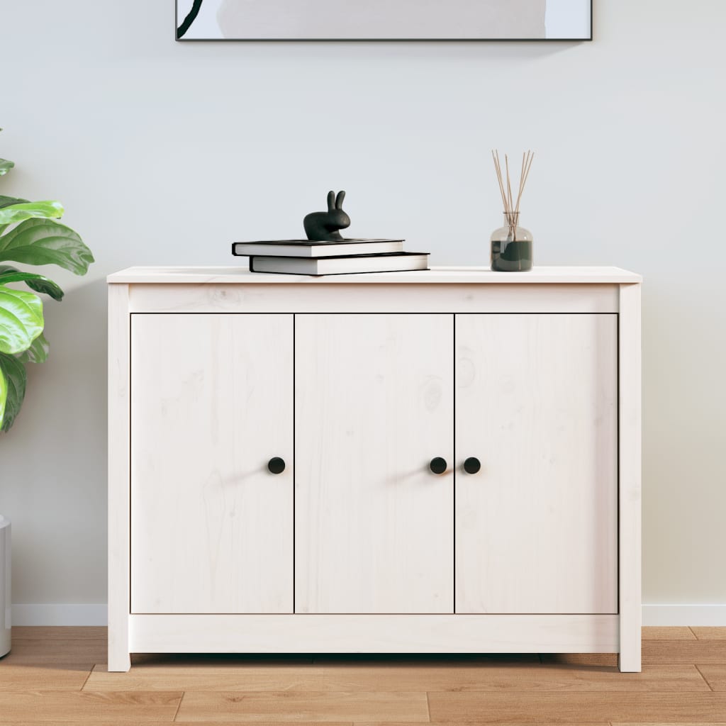Sideboard White 100x35x74 cm Solid Wood Pine