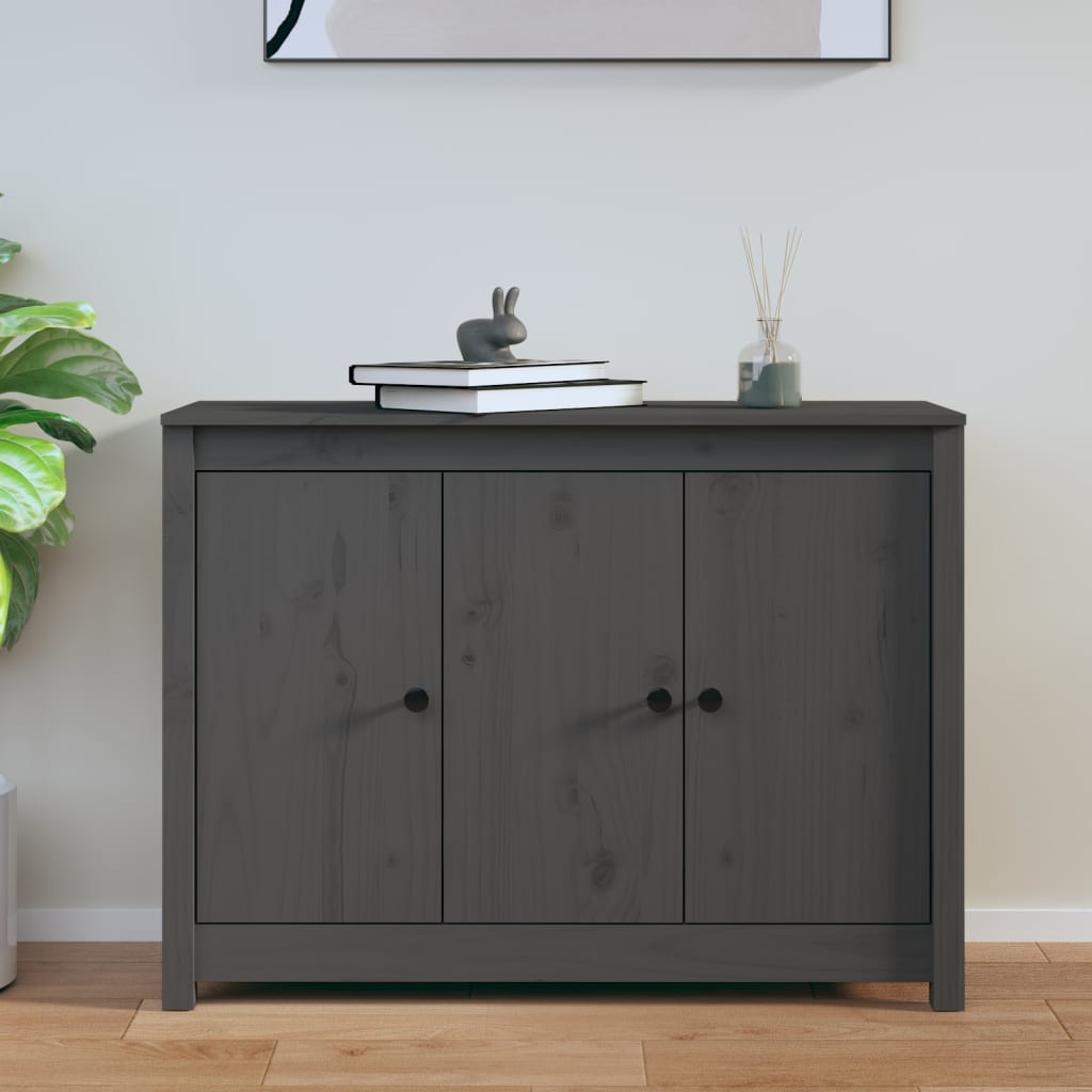 Sideboard Grey 100x35x74 cm Solid Wood Pine