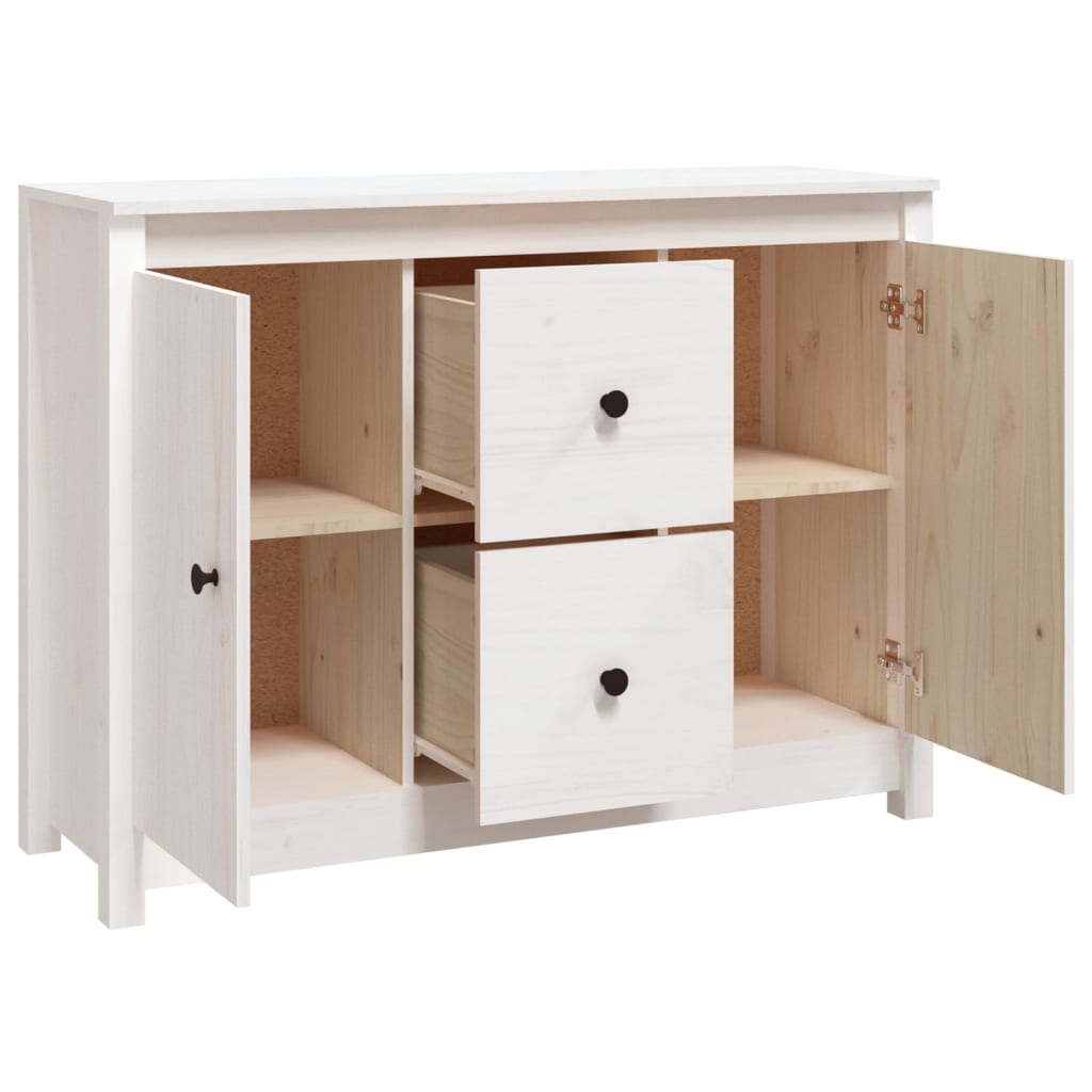 Sideboard White 100x35x74 cm Solid Wood Pine