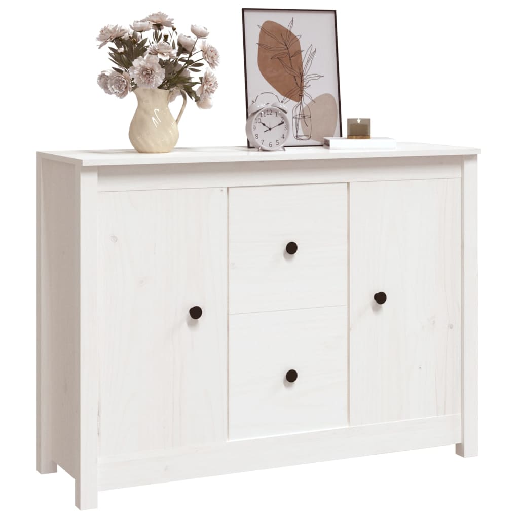 Sideboard White 100x35x74 cm Solid Wood Pine