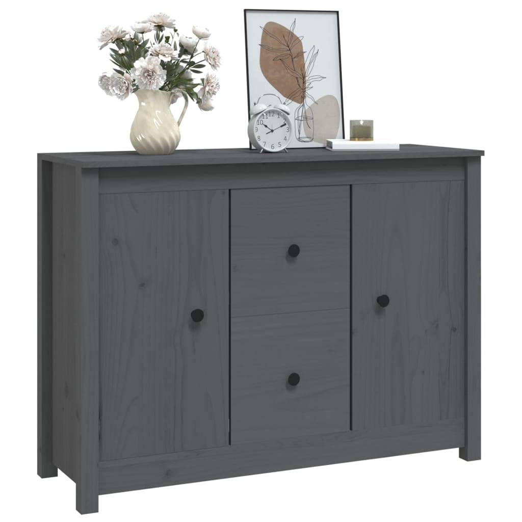 Sideboard Grey 100x35x74 cm Solid Wood Pine