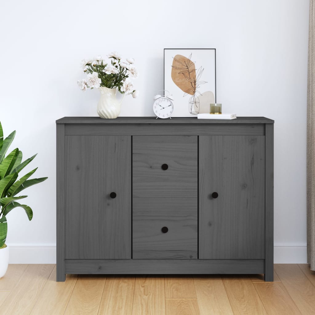 Sideboard Grey 100x35x74 cm Solid Wood Pine