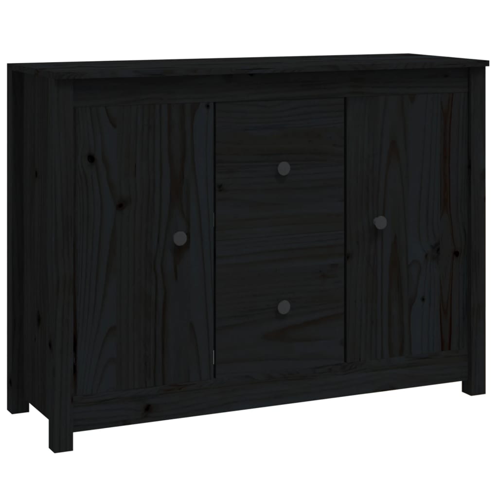 Sideboard Black 100x35x74 cm Solid Wood Pine