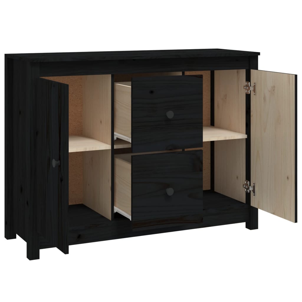 Sideboard Black 100x35x74 cm Solid Wood Pine