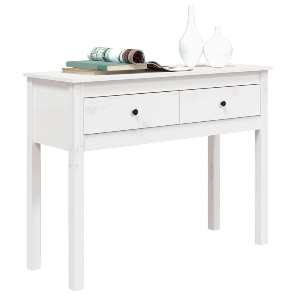 Console Table White 100x35x75 cm Solid Wood Pine