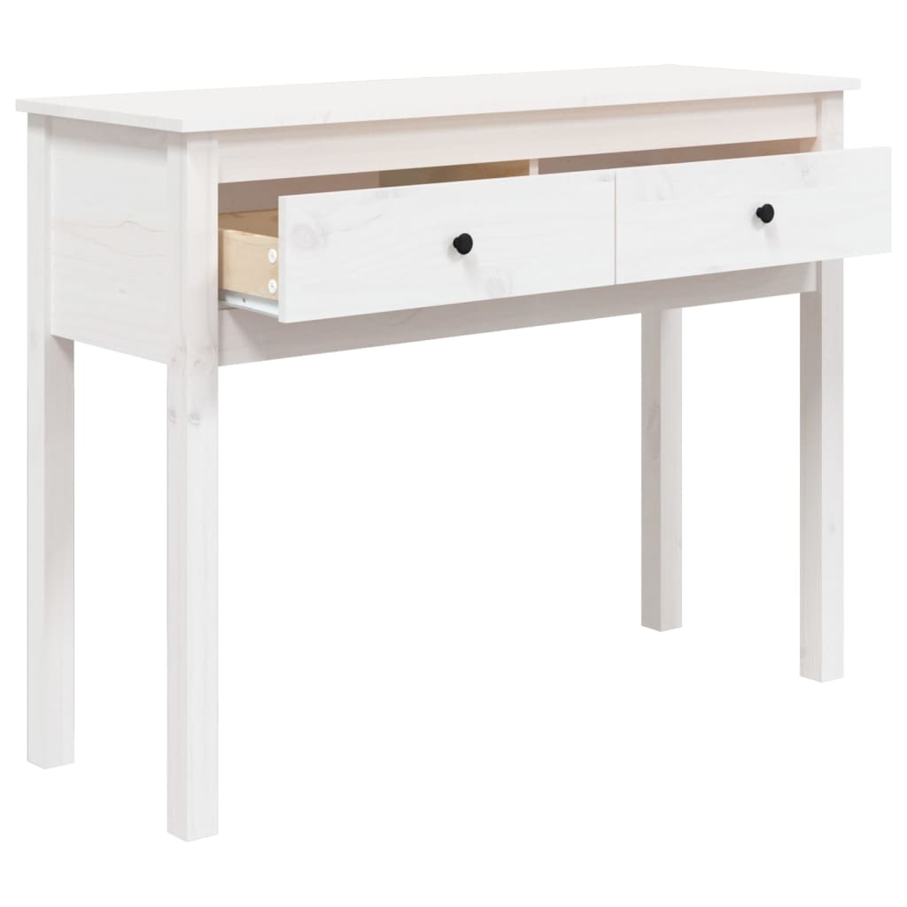 Console Table White 100x35x75 cm Solid Wood Pine