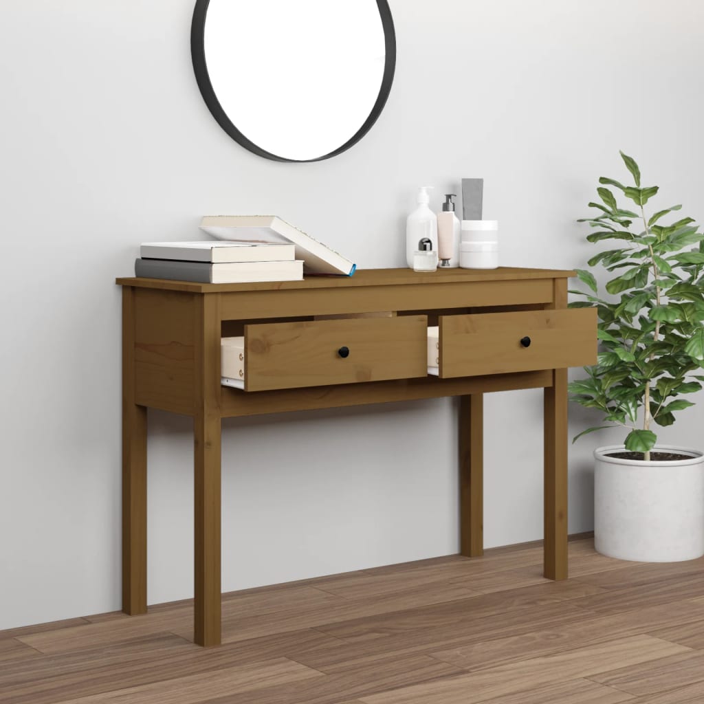 Console Table Honey Brown 100x35x75 cm Solid Wood Pine