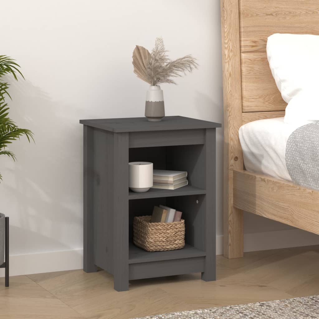 Bedside Cabinets 2 pcs Grey 40x35x55 cm Solid Wood Pine