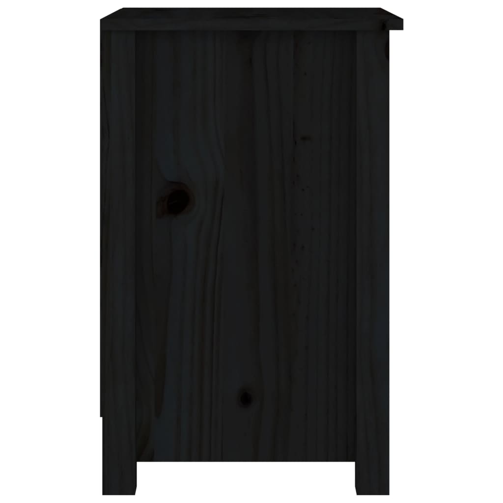 Bedside Cabinet Black 40x35x55 cm Solid Wood Pine