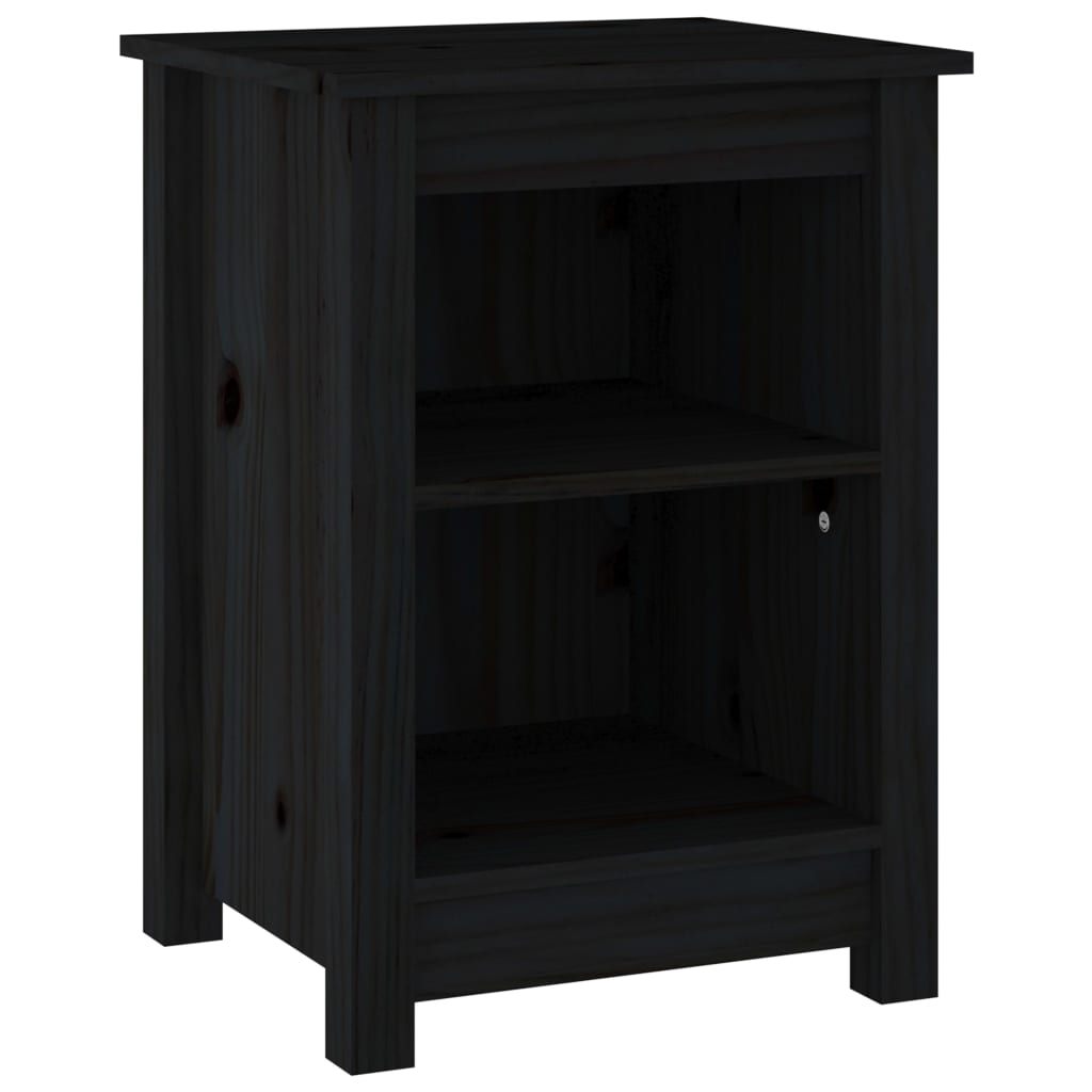 Bedside Cabinets 2 pcs Black 40x35x55 cm Solid Wood Pine