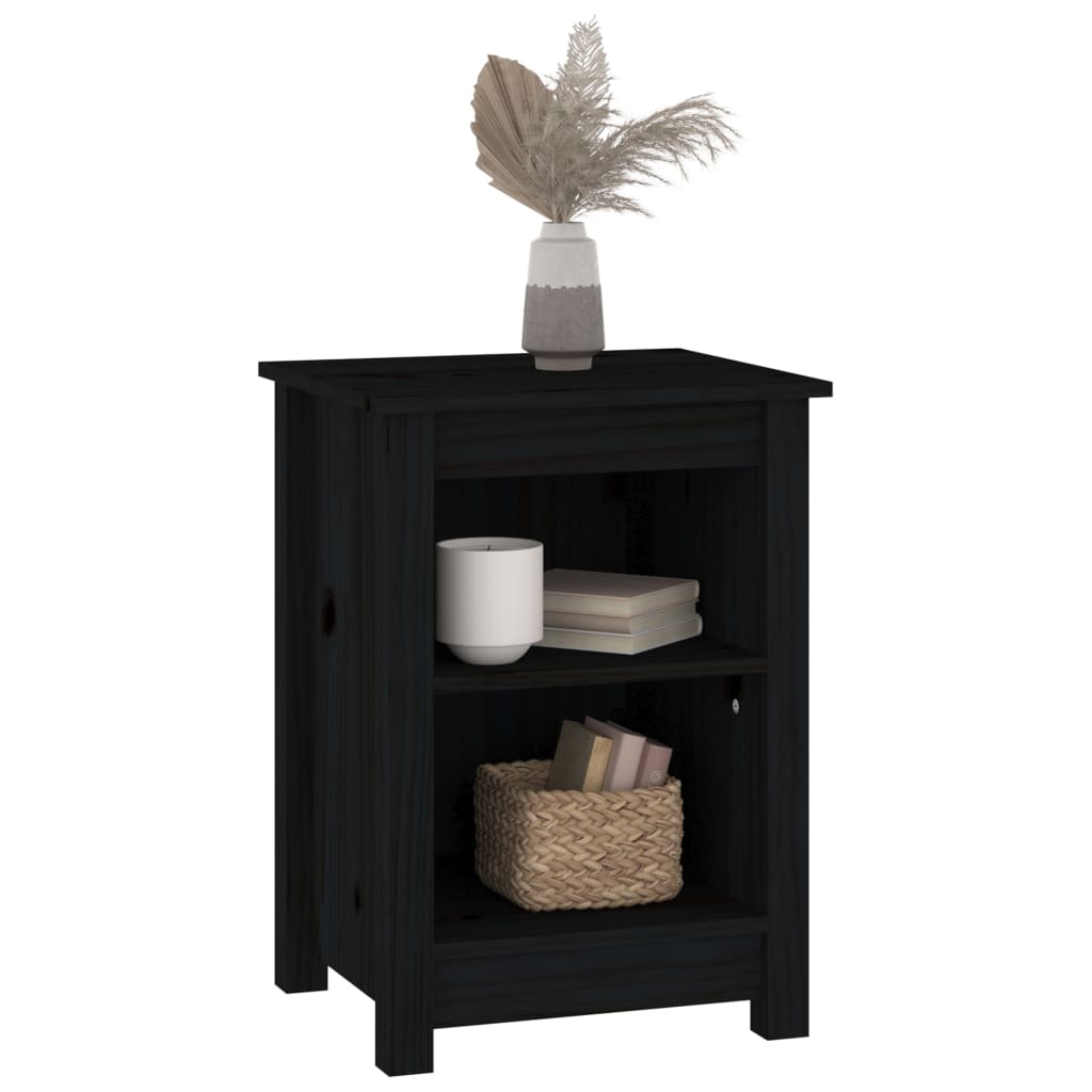 Bedside Cabinets 2 pcs Black 40x35x55 cm Solid Wood Pine
