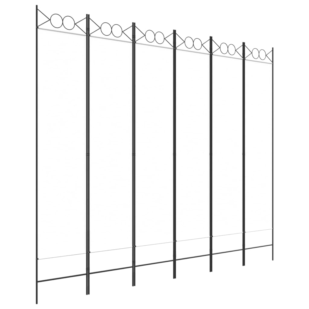 6-Panel Room Divider White 240x200 cm Fabric