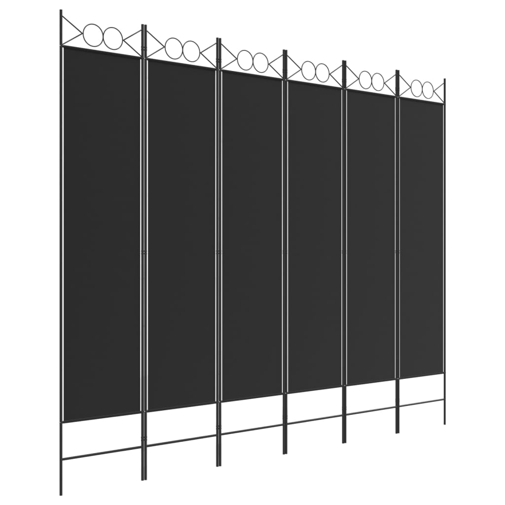 6-Panel Room Divider Black 240x200 cm Fabric