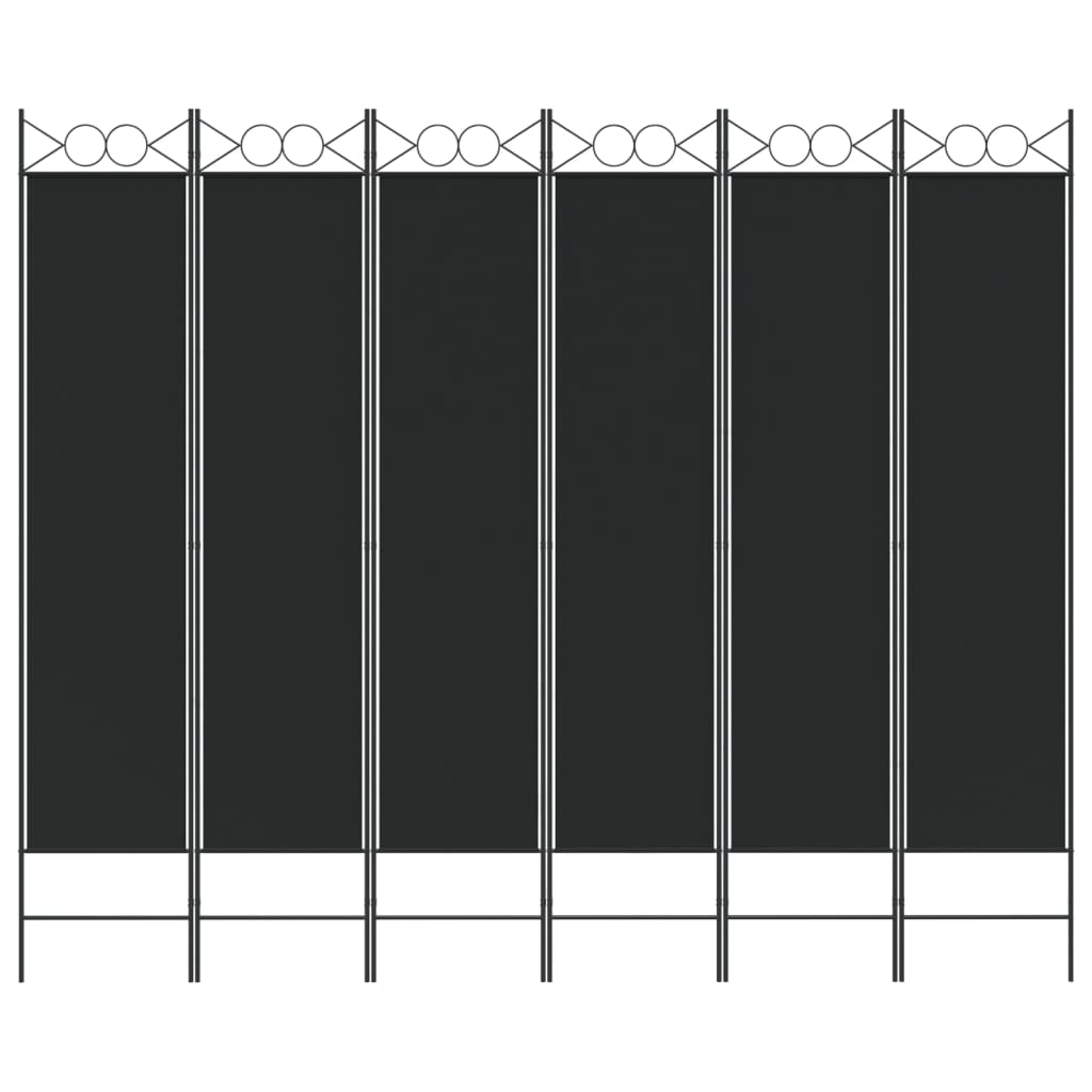 6-Panel Room Divider Black 240x200 cm Fabric