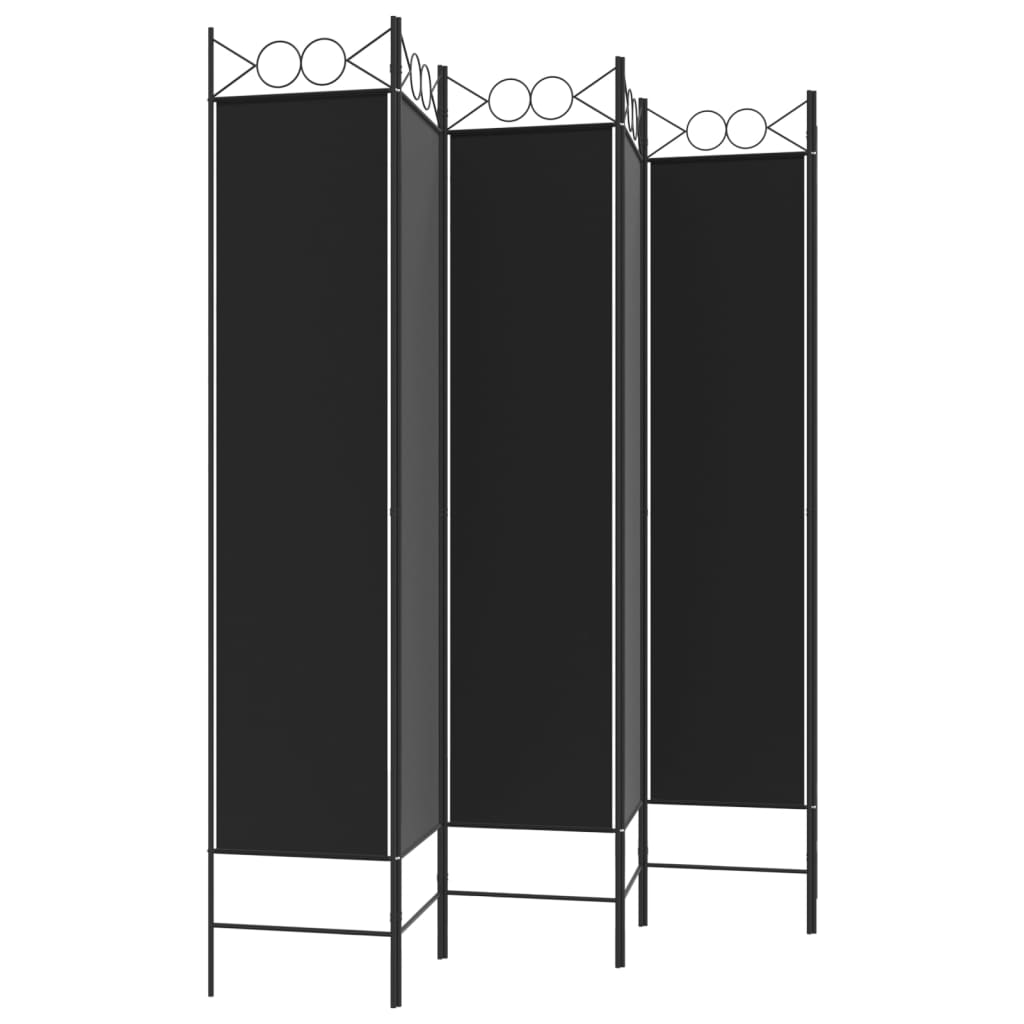 6-Panel Room Divider Black 240x200 cm Fabric