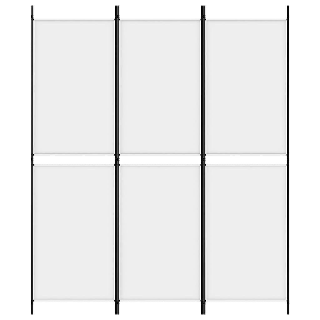 3-Panel Room Divider White 150x180 cm Fabric