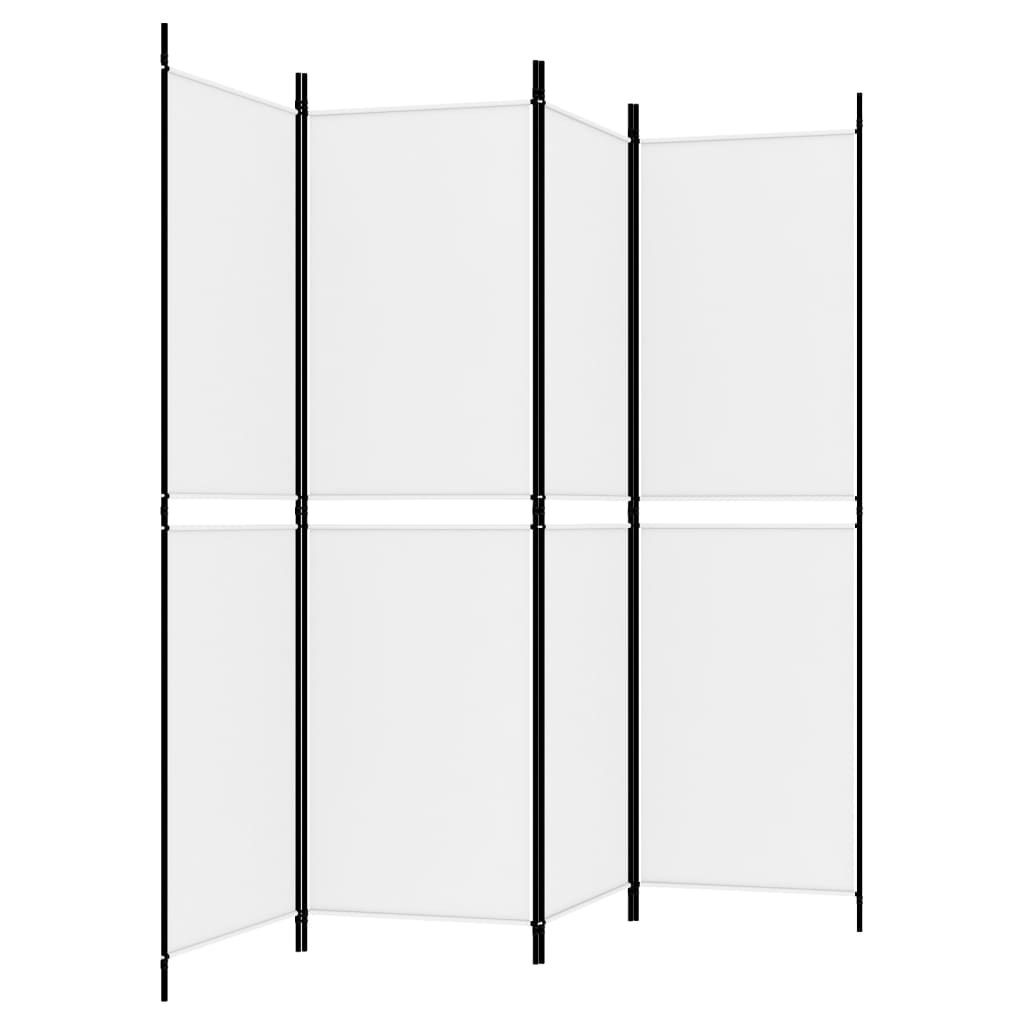 4-Panel Room Divider White 200x180 cm Fabric
