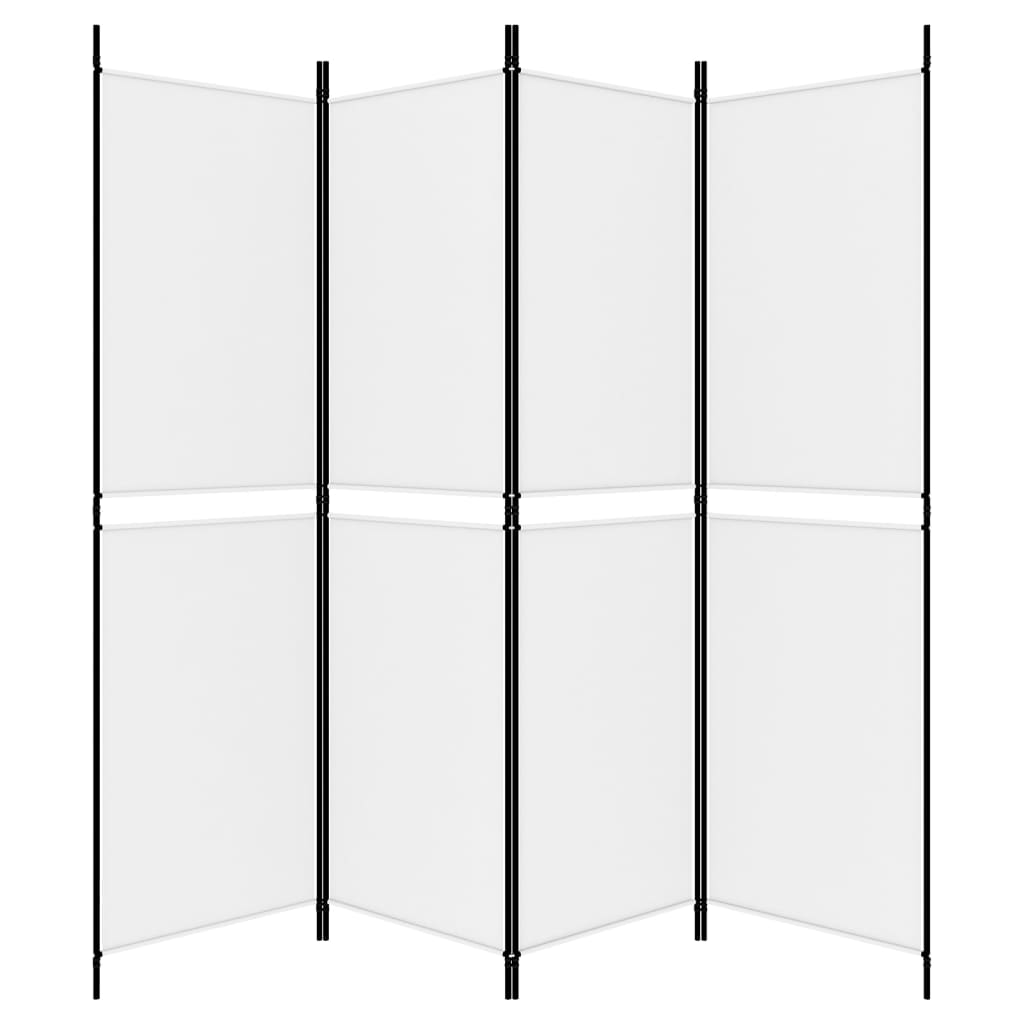 4-Panel Room Divider White 200x180 cm Fabric