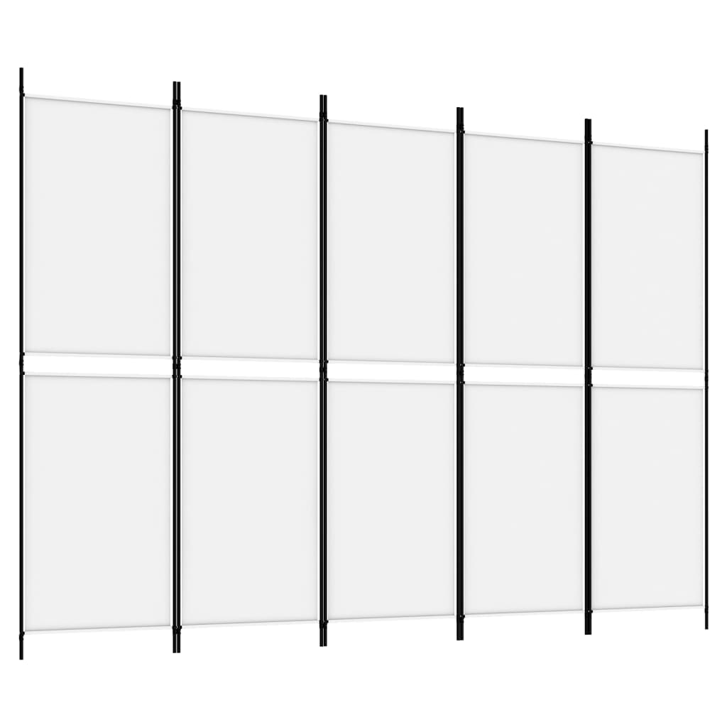5-Panel Room Divider White 250x180 cm Fabric
