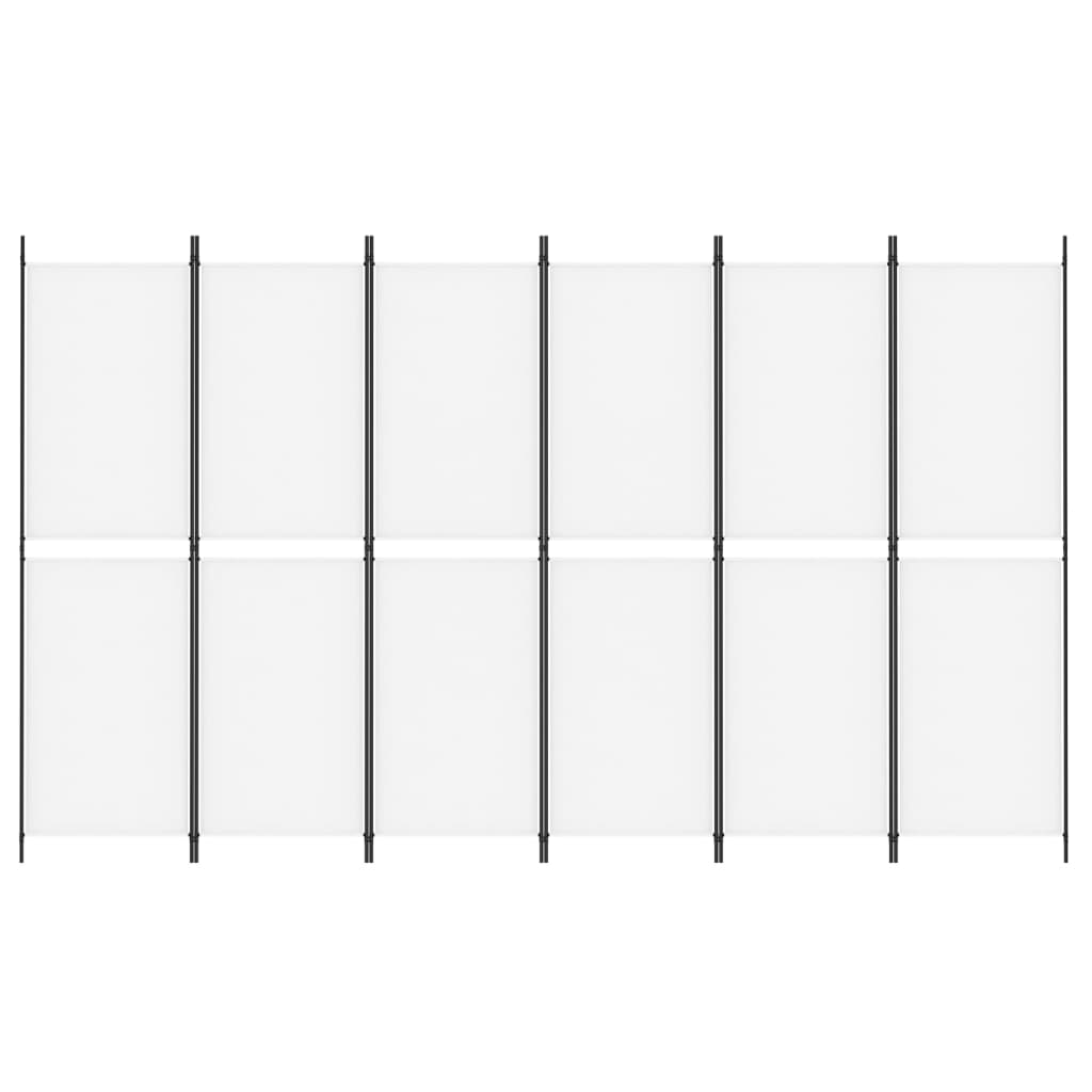 6-Panel Room Divider White 300x180 cm Fabric