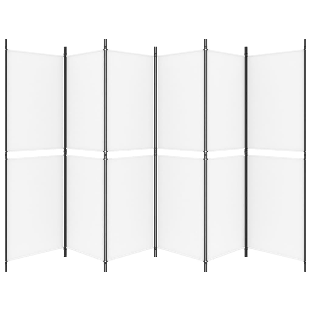 6-Panel Room Divider White 300x180 cm Fabric