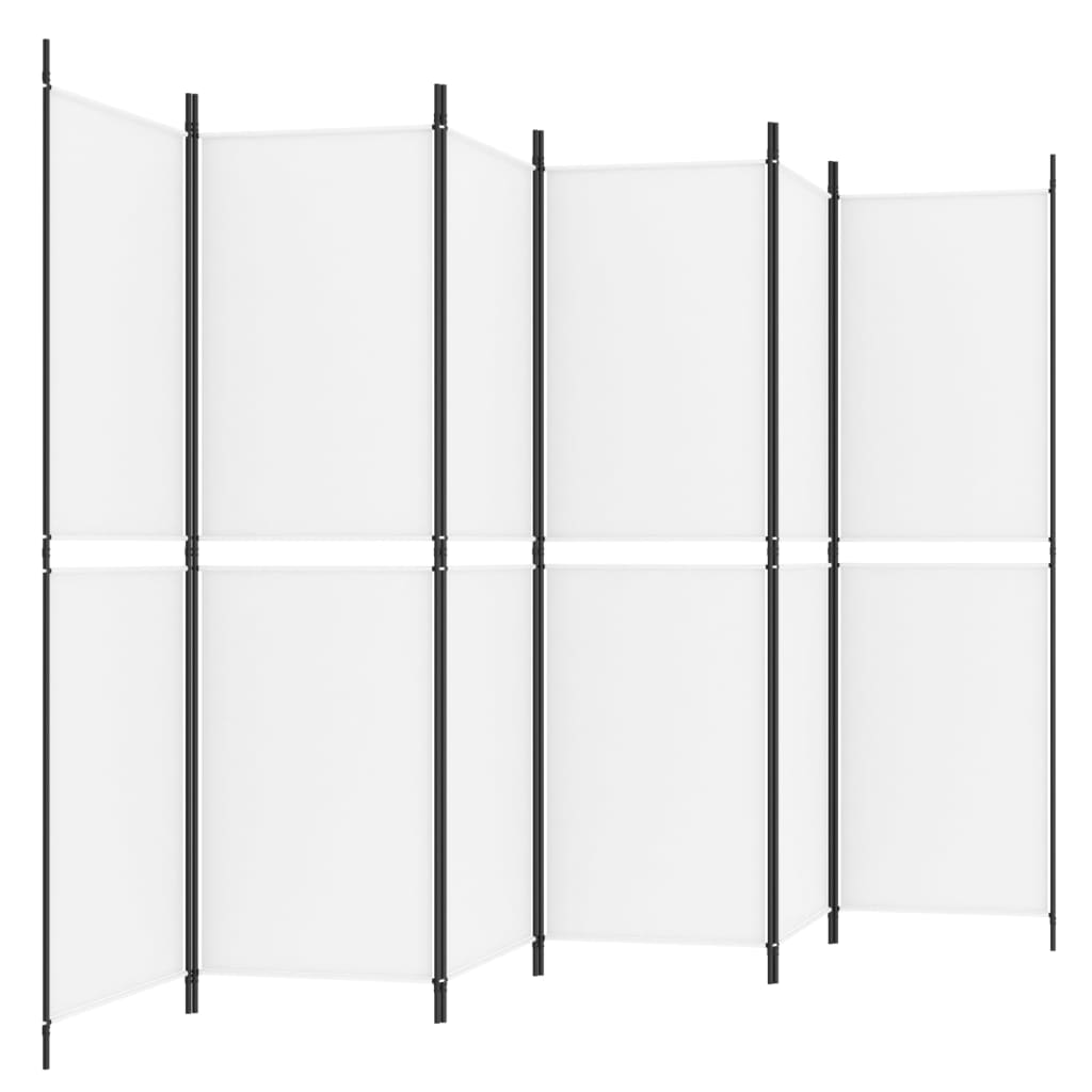 6-Panel Room Divider White 300x180 cm Fabric