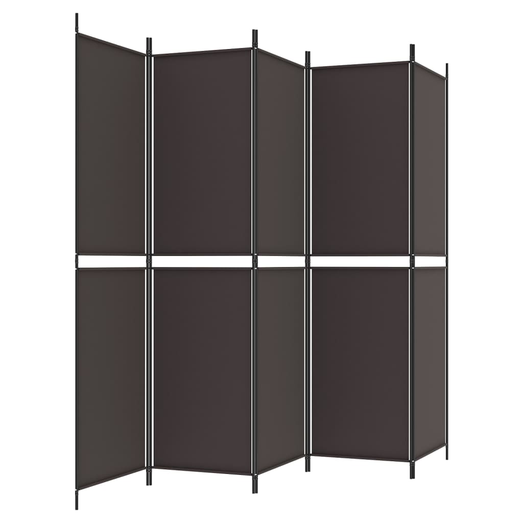 5-Panel Room Divider Brown 250x200 cm Fabric