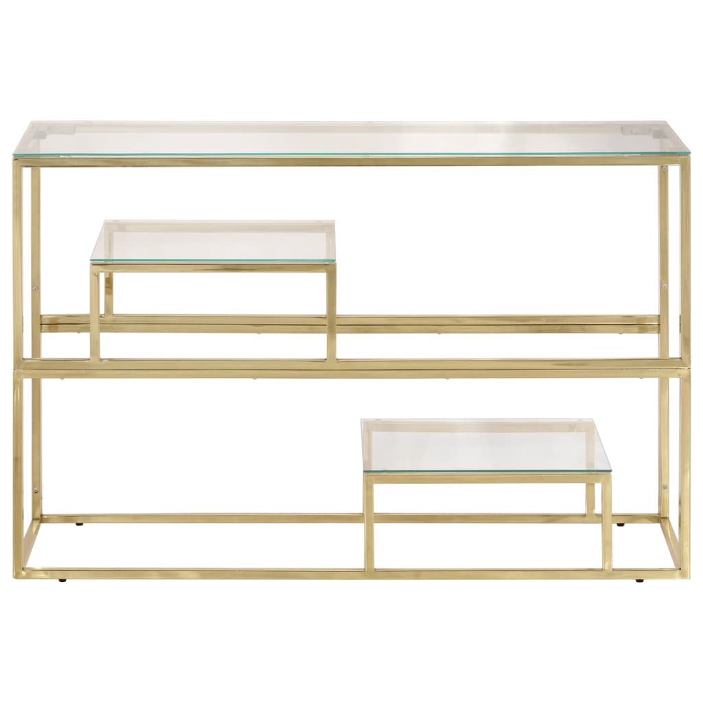 Console Table Gold Stainless Steel and Tempered Glass