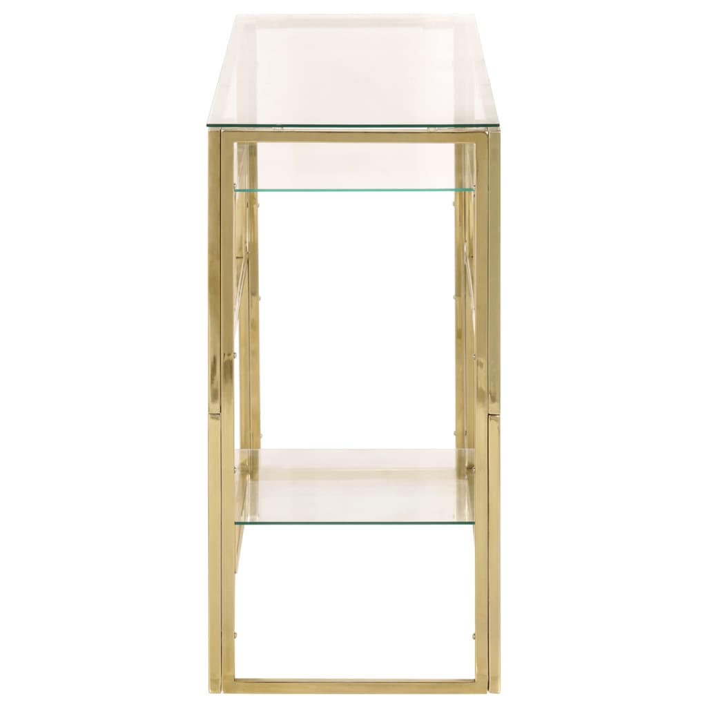 Console Table Gold Stainless Steel and Tempered Glass