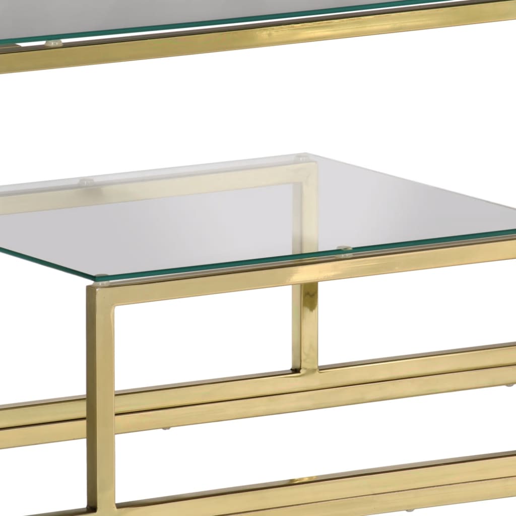 Console Table Gold Stainless Steel and Tempered Glass