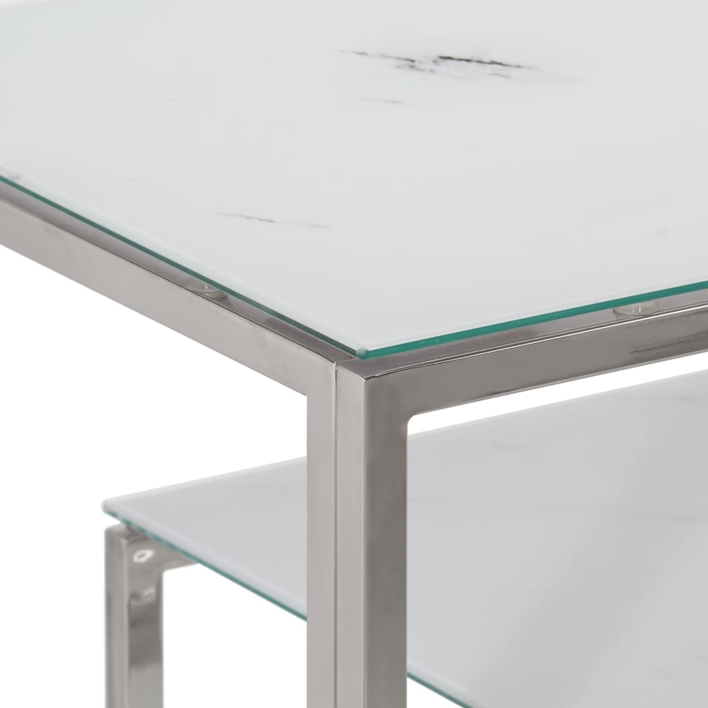 Console Table Silver Stainless Steel and Tempered Glass