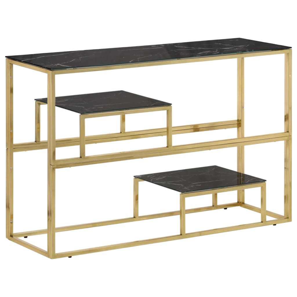 Console Table Gold Stainless Steel and Tempered Glass