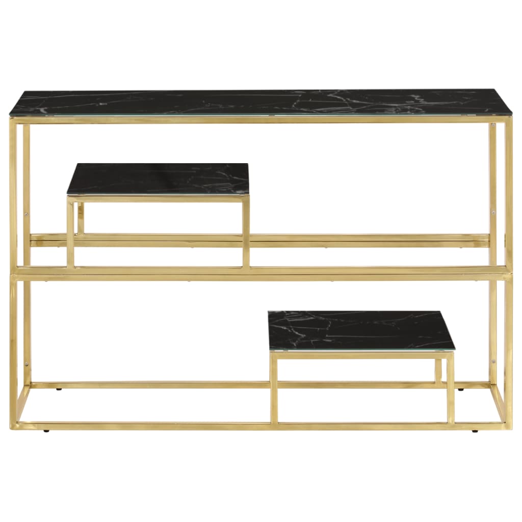 Console Table Gold Stainless Steel and Tempered Glass