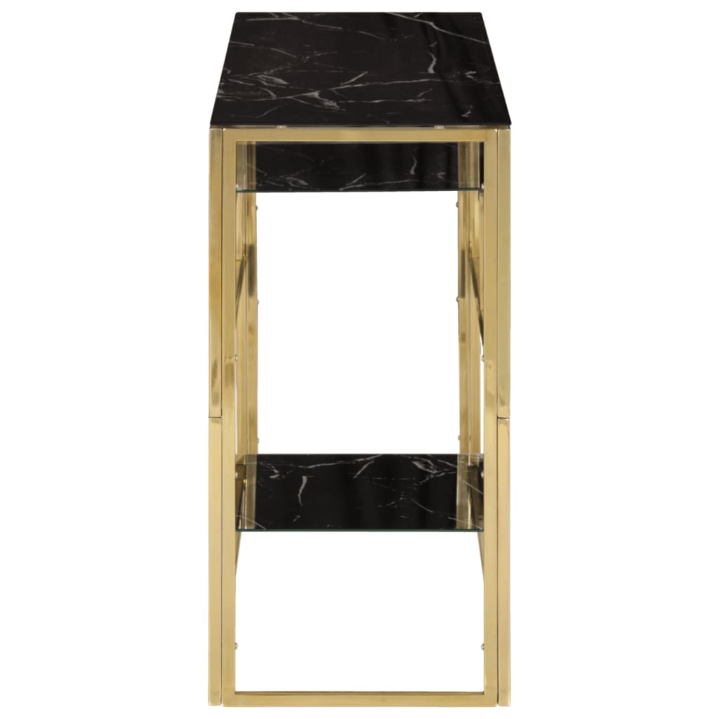 Console Table Gold Stainless Steel and Tempered Glass