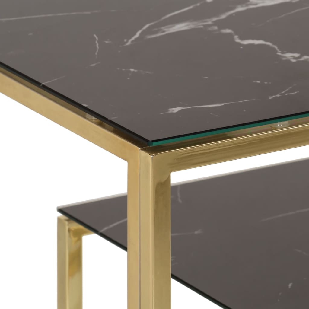 Console Table Gold Stainless Steel and Tempered Glass